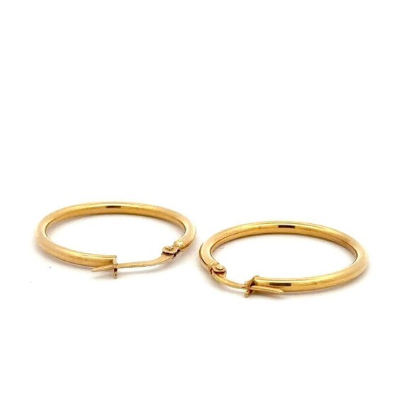 18K Gold Earrings Hoops Polished 1.48 grams - Picture 4 of 9